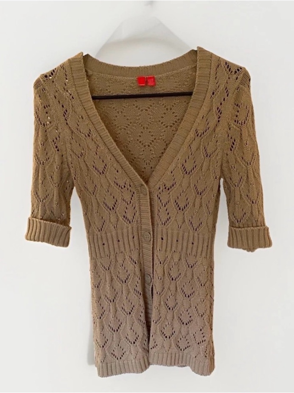 Esprit V-Neck Button Cardigan Sweater – Tan